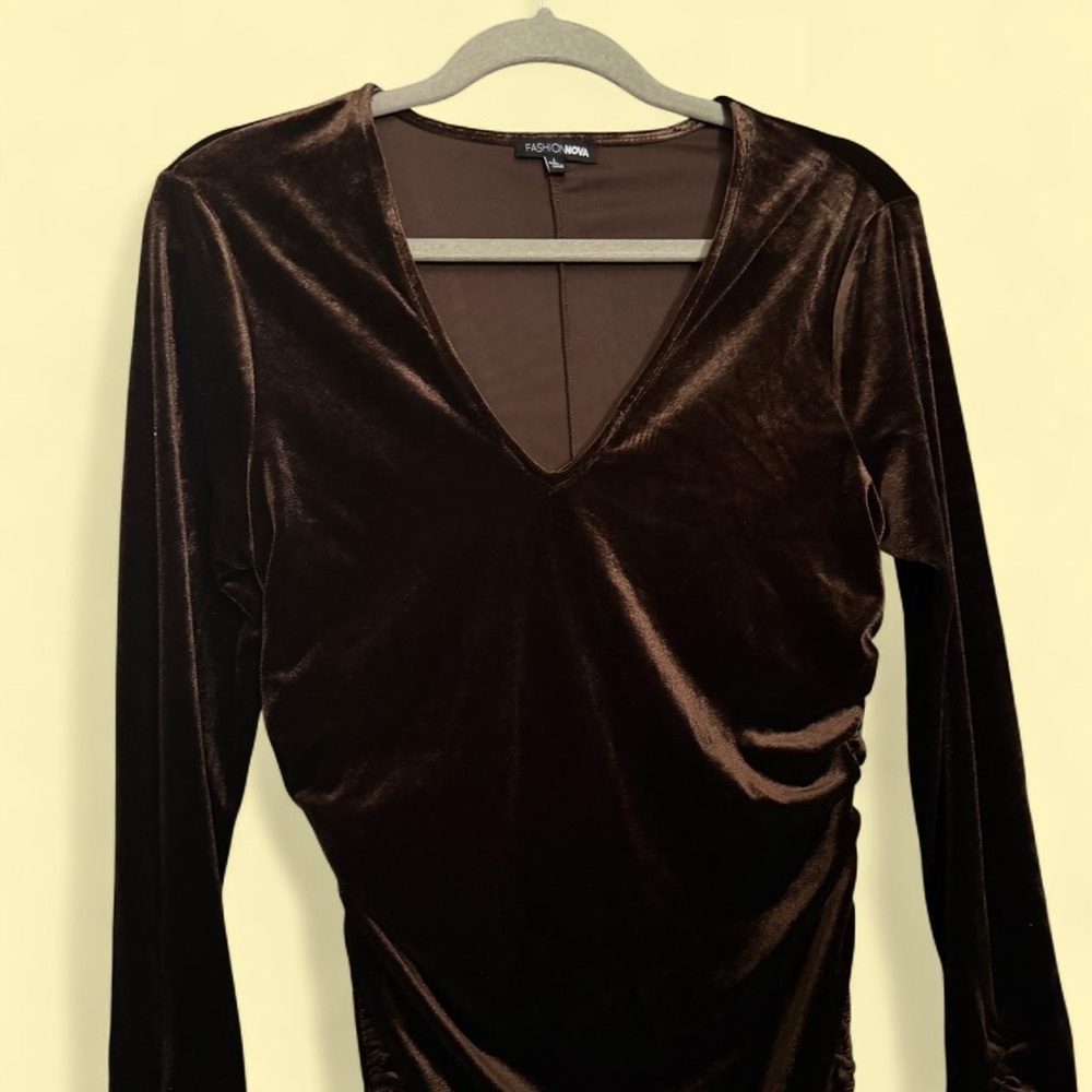 Fashion Nova Chocolate Velvet Dress - Picture 5 of 5